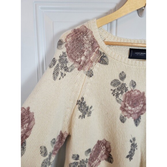 Lucky Brands Womens Floral Pullover Sweater Size L - Picture 2 of 6